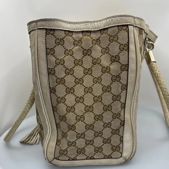 Gucci Tan Tote Bag with Iconic Design 100% Authentic - Picture 5 of 12